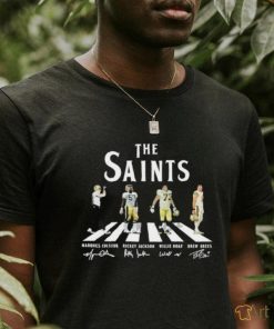 Official The Saints Abbey Road Marques Colston Rickey Jackson Willie Roaf And drew Brees Signatures Shirt