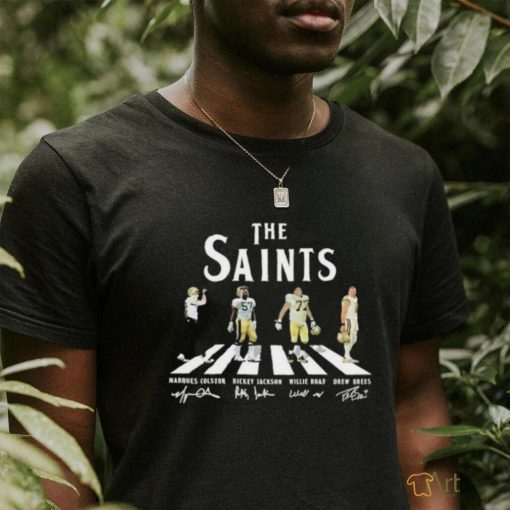 Official The Saints Abbey Road Marques Colston Rickey Jackson Willie Roaf And drew Brees Signatures Shirt