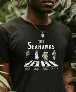 Official The Seahawks Abbey Road Bobby Wagner Walter Jones Cortez Kennedy and Steve Largent Signatures Shirt