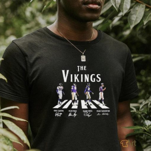 Official The Vikings Abbey Road Cris Carter Alan Page Randy Moss and Fran Tarkenton Signatures Shirt