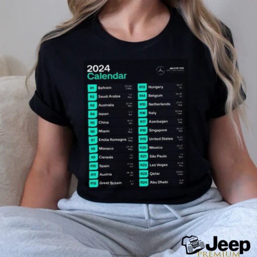 Official The longest F1 calendar ever schedule 2024 race car shirt