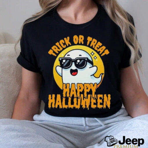 Official Trick Or Treat Halloween Spooky Ghost & Moon Shirt