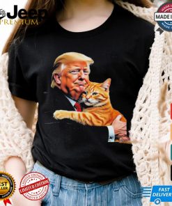 Official Trump Hugging Orange Cat Funny 2024 Election Meme Graphic T Shirt