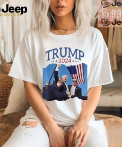 Official Trump shot fist pumped 2024 pray for Trump never give up T shirt