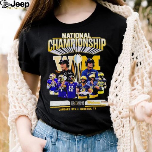 Official Washington Huskies vs Michigan Football 2024 National Championship Houston, Tx Signatures Shirt