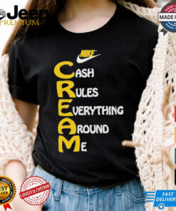 Official Wu Tang Clan x Nike Cream Tee Cash Rules Everything Around Me Shirt