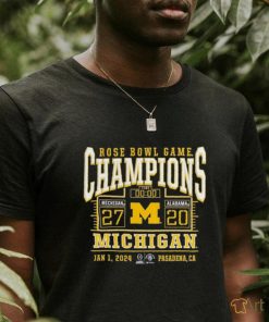 Official branded College Football Playoff 2024 Michigan Wolverines Rose Bowl Champions Score T Shirt