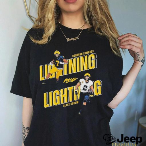 Official donovan Edwards Lightning And Lightning Blake Corum Michigan Football Champions Shirt