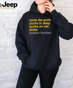 Official hockey Checklist Cycle The Puck Pucks In Deep Pucks On Net Skate Boston Hockey Shirt