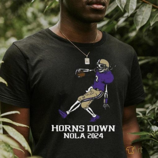 Official horns down wa horns down nola 2024 skeleton shirt