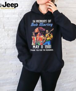 Official in Memory Of Bob Marley May 11 1981 Thank You For The Memories Signature Shirt