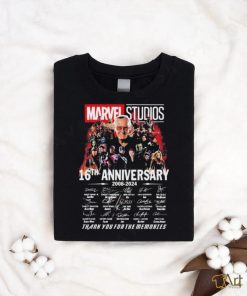 Official marvel Studios 16th Anniversary 2008 2024 Thank You For The Memories Signatures Shirt