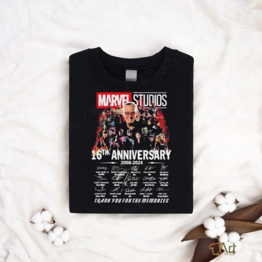 Official marvel Studios 16th Anniversary 2008 2024 Thank You For The Memories Signatures Shirt