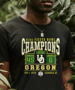 Official oregon Ducks Branded 2024 Fiesta Bowl Champions Score T Shirt