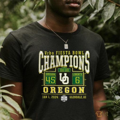 Official oregon Ducks Branded 2024 Fiesta Bowl Champions Score T Shirt