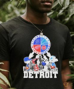 Official peanuts Characters Detroit Sports Teams City Walking Logo T Shirt