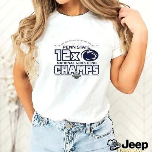 Official penn State 2024 12X National Wrestling Champs Steamroll T Shirt