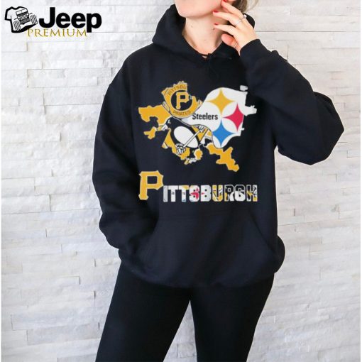 Official pittsburgh Sport Team With Penguins, Pirates, Steelers T Shirt