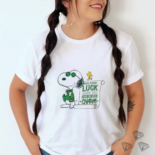 Official snoopy And Woodstock Who Needs Lucky Charm St Patrick’s Day Shirt