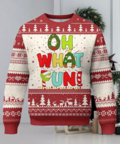 Oh What Fun Xmas Candy Cane Ugly Christmas Sweater