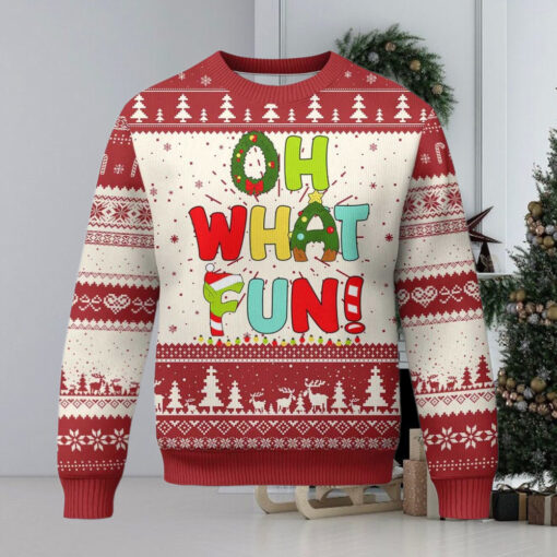 Oh What Fun Xmas Candy Cane Ugly Christmas Sweater