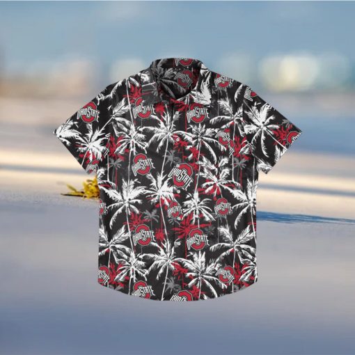 Ohio State Buckeyes Black Floral Hawaiian Shirt