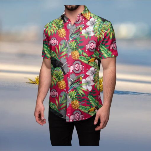 Ohio State Buckeyes Floral Hawaiian Shirt