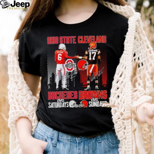 Ohio State Buckeyes On Saturdays Cleveland Browns On Sundays Signatures Sports Shirt