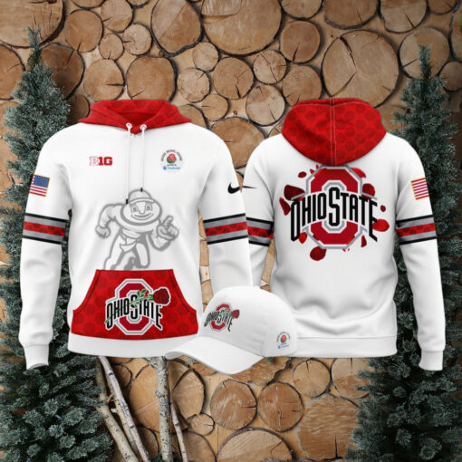 Ohio State Buckeyes x Rose Bowl Game New Edition 2025 For Fans Limited White Hoodie