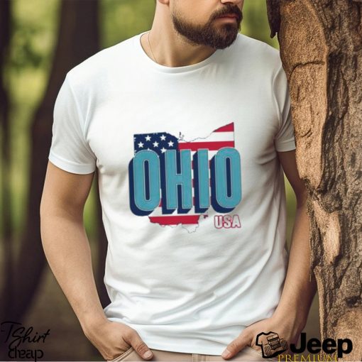 Ohio map USA flag shirt