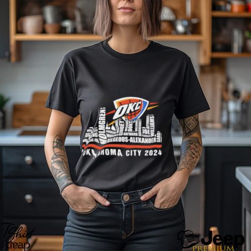 Oklahoma City Thunder 2024 city skyline players names T shirt