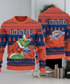 Oklahoma City Thunder Grinch Christmas Ugly Sweater