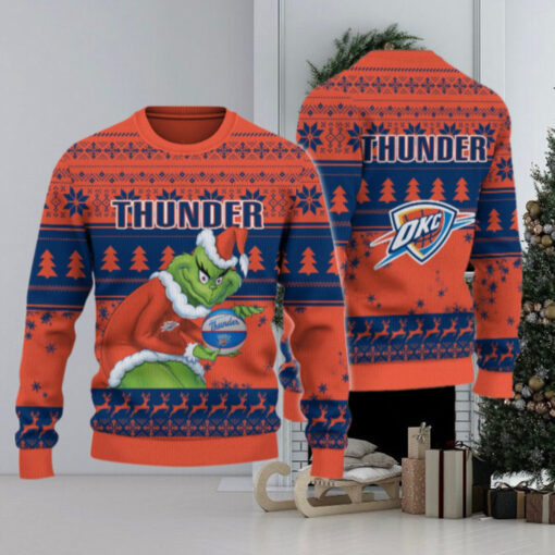 Oklahoma City Thunder Grinch Christmas Ugly Sweater