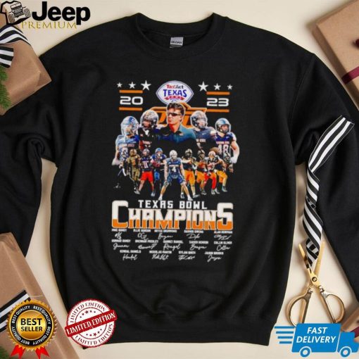 Oklahoma State Cowboys 2023 Texas Bowl Champions signatures shirt