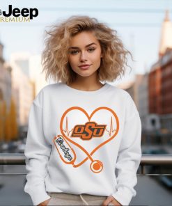 Oklahoma State Cowboys Football Shop Stethoscope Heartbeat Love Oklahoma State Cowboys T Shirt