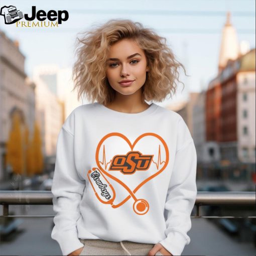 Oklahoma State Cowboys Football Shop Stethoscope Heartbeat Love Oklahoma State Cowboys T Shirt