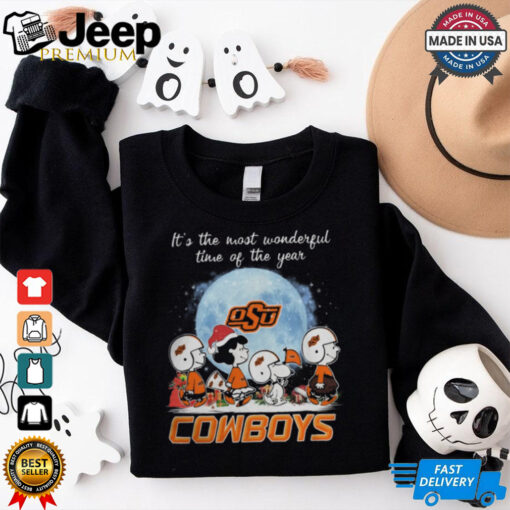 Oklahoma State Cowboys It The Most Wonderful Time Of The Year Peanut Characters Christmas Shirt