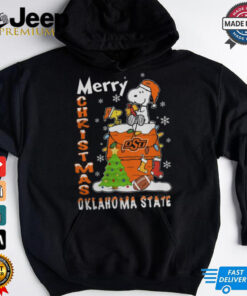 Oklahoma State Cowboys Snoopy And Woodstock Merry Christmas Shirt
