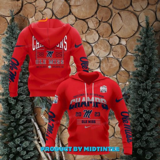 Ole Miss Rebels 2023 Peach Bowl Champions Red Hoodie