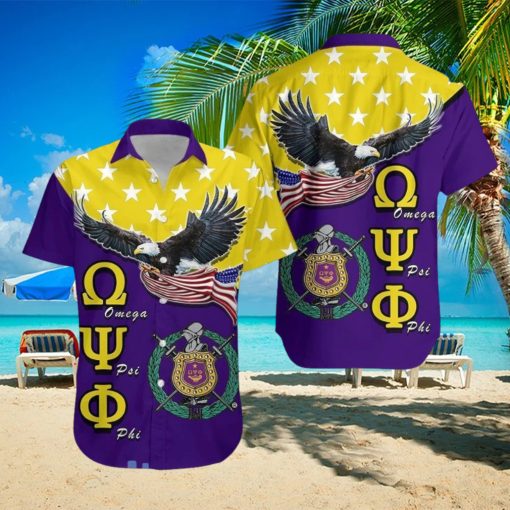 Omega Psi Phi With Eagle Us Flag Hawaiian Shirt For Men And Women