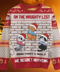 On The Naughty List We Regret Nothing, Personalized All Over Print Sweater, Kid Sweatshirt, Ugly Sweater,