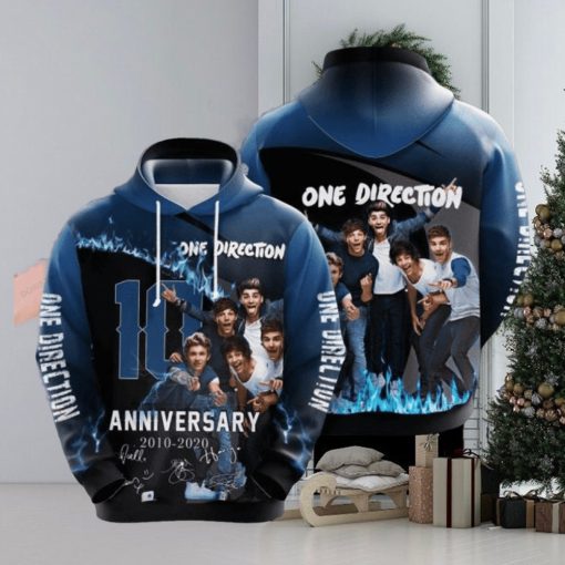 One Direction 10th Anniversary 2010 2020 Signature Design Gift For Fan Custom Ed Awesome 3D Hoodie