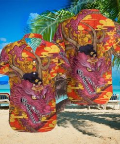 One Piece Monkey D Luffy And Dragon 2024 Mascot Happy Lunar New Year Fan Gifts Hawaiian Shirt