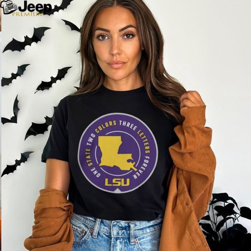 One State Two Colors Three Letters Forever LSU Tigers Black Shirt
