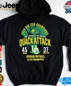 Oregon Ducks 2024 Big Ten Football Conference Champions Quack Attack shirt featuring a dynamic design with the Oregon Ducks logo, 
