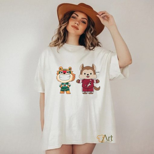 Original Arizona Coyotes VS Minnesota Wild NHL 2024 mascot cartoon hockey shirt
