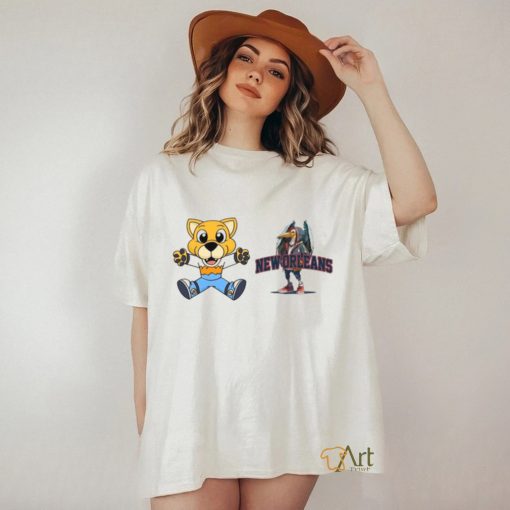 Original New Orleans Pelicans VS Denver Nuggets NBA 2024 mascot cartoon basketball shirt