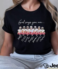 Original Tampa Bay Buccaneers NFL God Says You Are Unique Special Lovely Precious Strong Chosen Forgiven T Shirt