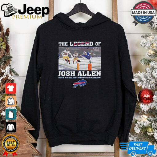 Original The Legend Of Josh Allen First Qb With Pass Rush And Receiving Signature Shirt