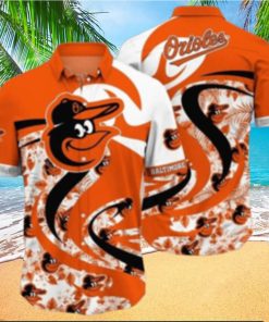 Orioles Aloha Shirt With Bold Logo Swirls And Tropical Florals